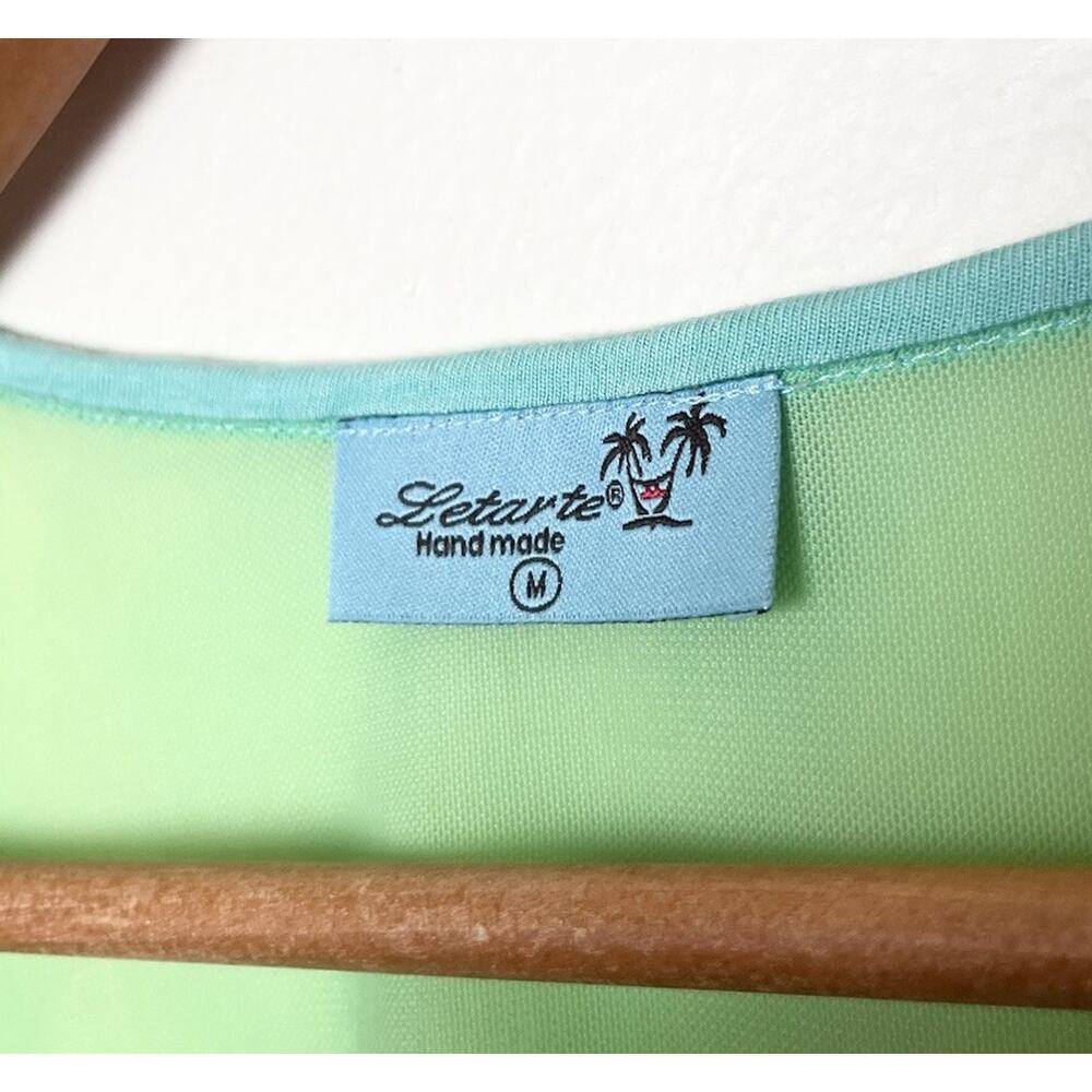 Letarte Green Pink Embroidered Beaded Royal HI (Hawaii) Top Women’s Sz Medium - Picture 4 of 7